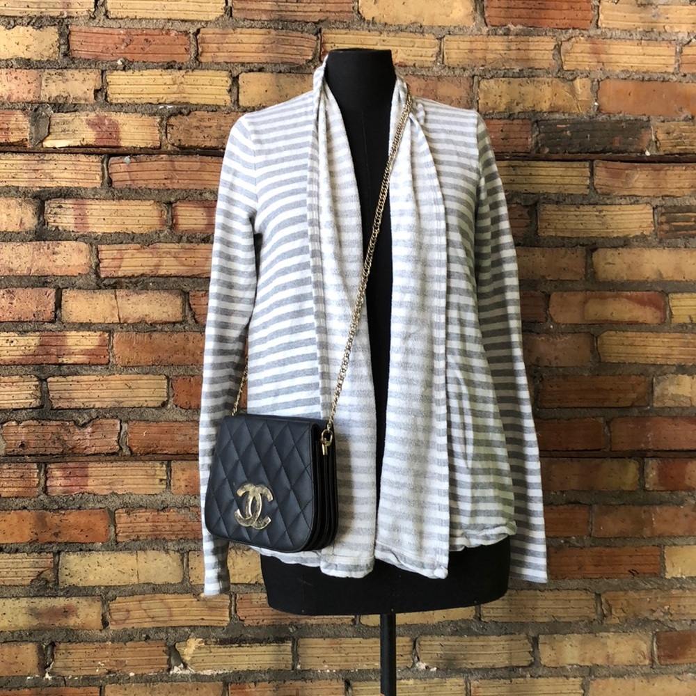 Theory Nordstrom Striped Open Front Sweatshirt - image 1